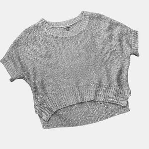 Charlotte Russe Gray Cropped Crewneck Knit Sweater